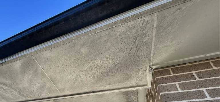 Weathered eaves before restoration